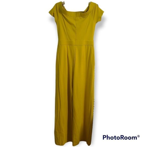 New York & Co. Medium NEW Yellow scoop neck, slide front pockets jumpsuit - Picture 3 of 4